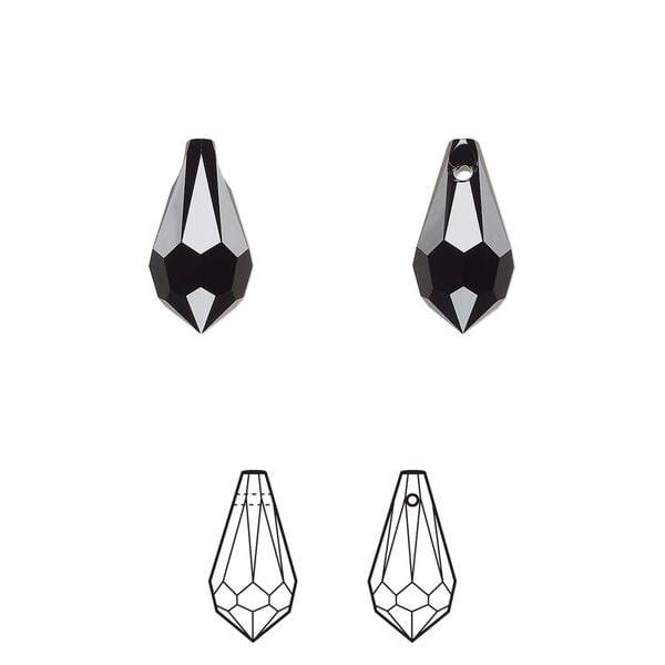 Drop 288pk jet, Swarovski&reg; 13x6.5mm pendant teardrop 6000 image number 0
