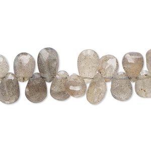 Labradorite 1pkg1, hand-cut top-drilled faceted puffed teardrop bead natural 4 inch 8x6mm-12x7mm