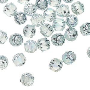 Bead 1pkg60, Czech dipped d&eacute;cor glass, light blue Apollo AB, 6mm round cathedral.