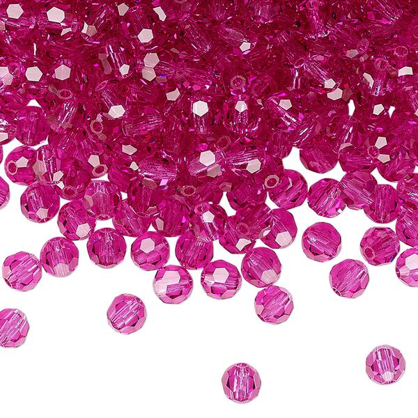 Bead 24pk fuchsia, Preciosa Czech crystal 4mm round image number 0