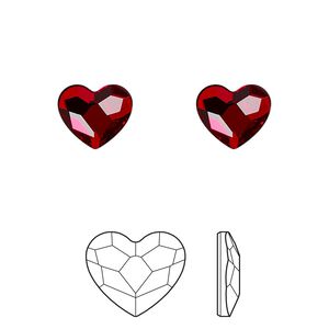Flat back 144pk light Siam foil back, Swarovski&reg; hotfix 10x8.5mm heart 2808HF