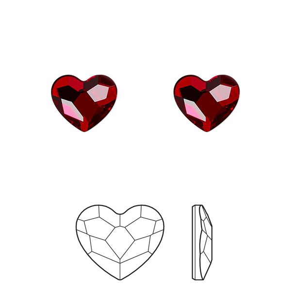 Flat back 144pk light Siam foil back, Swarovski&reg; hotfix 10x8.5mm heart 2808HF image number 0