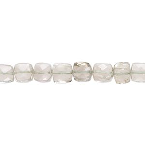 Green quartz 1pkg1, hand-cut faceted cube bead 10 inch 6x5mm-7x6mm