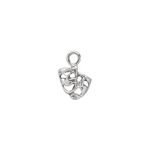Charm, antiqued sterling silver, 9x6mm mask of comedy and tragedy. Sold individually.