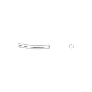 Bead 1pkg10 sterling silver, 15x2mm curved tube