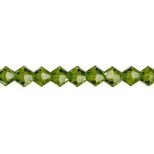 Bead 1pk transparent peridot green, Celestial Crystal&reg; 6mm bicone 15.5-16 inch