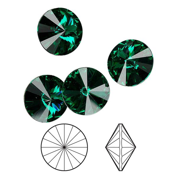 Chaton 48pk emerald foil back, Crystal Passions&reg; 12mm rivoli 1122 image number 0
