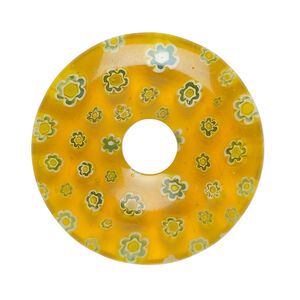 Focal, millefiori glass 1pkg1, translucent multicolored, 34mm undrilled donut.