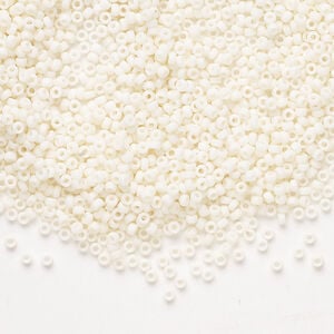 Seed bead, Miyuki 1pkg35g, glass, #15 rocaille, opaque matte glazed luster cream (RR-2021)