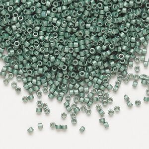 Seed bead, Delica&reg;, glass, pkg/7.5g, #11 round, opaque matte galvanized dark aqua (DB-1172).