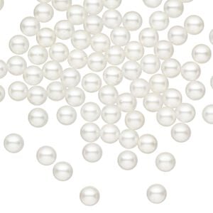 Bead, acrylic, cream pearl, 4mm undrilled round. Sold per pkg of 100.