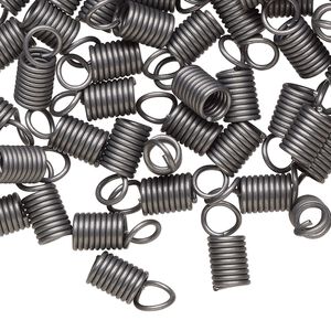 Cord coil glue-in 1pkg1oz gunmetal-finished, 12x5mm / loop / 3.5mm inside diameter, steel
