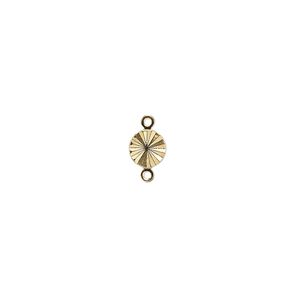 Link, gold-plated brass, 6mm double-sided diamond-cut round. Sold per pkg of 10.