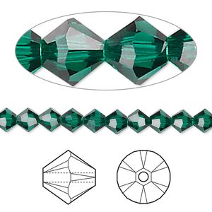 Bead 720pk emerald, Swarovski&reg; 5mm XILION bicone 5328