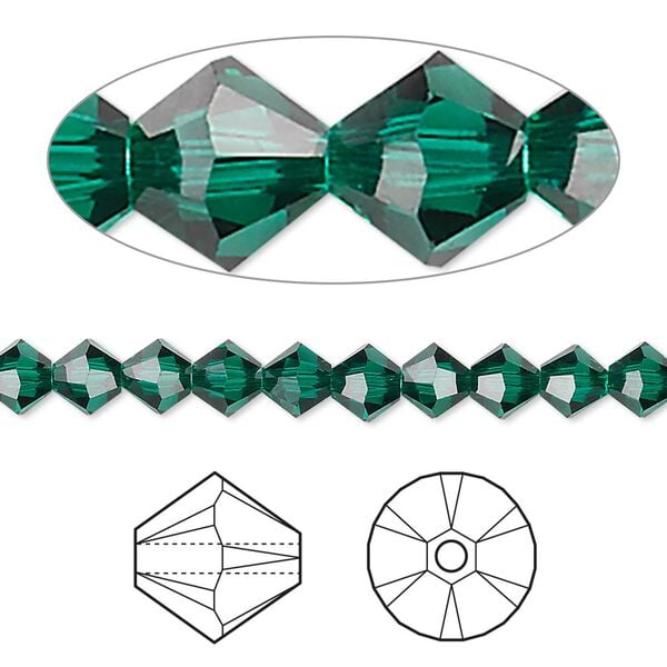 Bead 720pk emerald, Swarovski&reg; 5mm XILION bicone 5328 image number 0