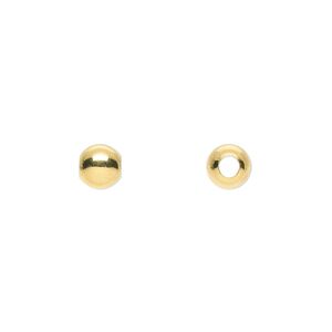 Bead 1pkg100 gold-plated, 6mm round, brass