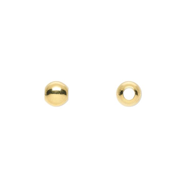 Bead 1pkg100 gold-plated, 6mm round, brass image number 0