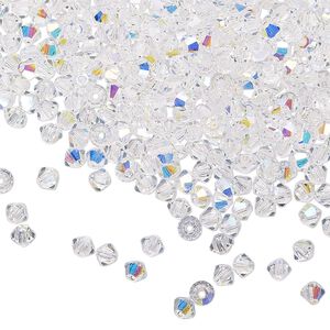 Bead 144pk crystal AB, Preciosa Czech crystal 3mm bicone