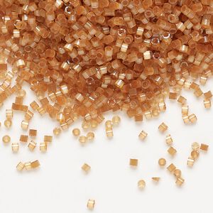 Seed bead, Delica&reg;, glass, pkg/250g, #11 round, opaque silk satin inside dyed color topaz (DB-1804).