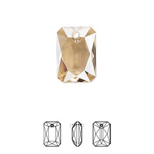 Drop 1pk crystal golden shadow, Crystal Passions&reg; 16x11.5mm pendant emerald cut 6435