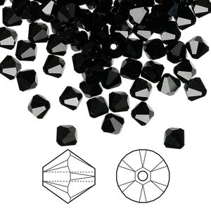 Bead 720pk jet, Swarovski&reg; 5mm XILION bicone 5328
