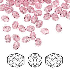 Bead 360pk light rose, Swarovski&reg; 5x4mm olive briolette 5044