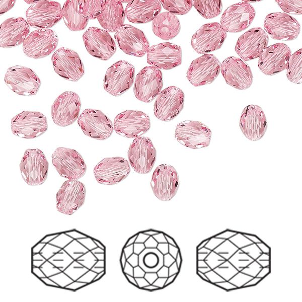 Bead 360pk light rose, Swarovski&reg; 5x4mm olive briolette 5044 image number 0