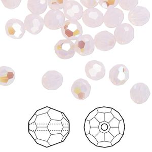 Bead 144pk rose water opal shimmer, Crystal Passions&reg; 6mm round 5000