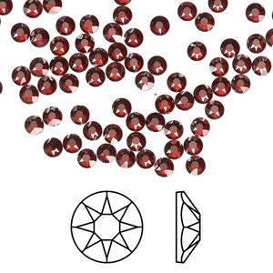 Flat back 144pk crystal red magma foil back, Crystal Passions&reg; hotfix rhinestone 3-3.2mm rose round SS12 2078HF