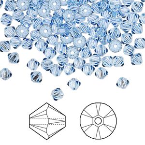 Bead 144pk light sapphire, Crystal Passions&reg; 4mm bicone 5328