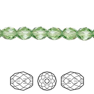 Bead 4pk peridot, Crystal Passions&reg; Regenerated 7x6mm olive briolette 5044
