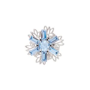 Sew-on 1pk light sapphire rhodium finish, Crystal Passions&reg; 17mm flower 62002