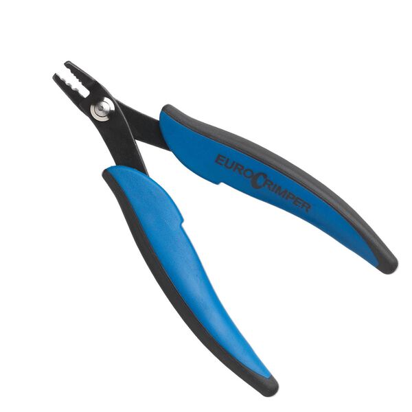 Pliers, Dual EuroCrimper&trade;, BEADSmart&trade; by EUROTOOL&reg;, crimping, steel and acrylic, black and blue, 5-3/4 inch with two folding cavities. Sold individually. image number 0