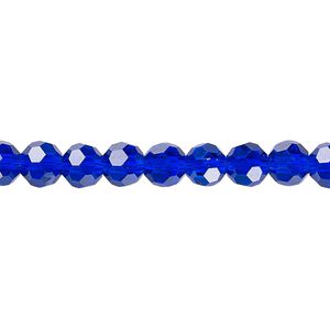 Bead 1pk 32 facets translucent cobalt blue, Celestial Crystal&reg; 6mm round 15.5-16 inch