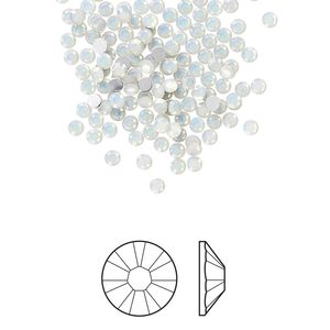 Flat back 1440pk white opal foil back, Swarovski&reg; 2.1-2.3mm rose round SS7 2058