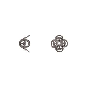 Bead cap, gunmetal-finished brass, 8x5mm filigree basket, fits 8-10mm bead. Sold per pkg of 50.