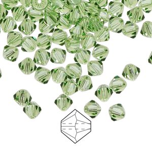 Bead 144pk peridot, Preciosa Czech crystal 5mm bicone