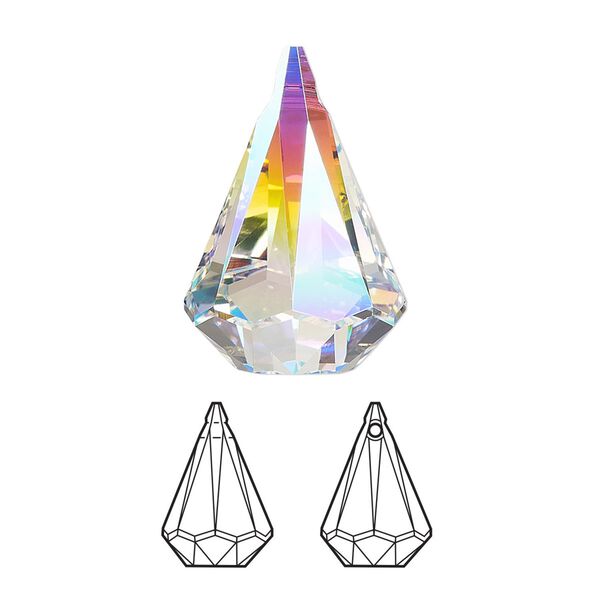 Drop 1pk crystal AB, Crystal Passions&reg; 24x15.5mm pendant prismatic 6022 image number 0