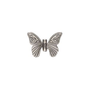 Bead 1pkg1 sterling silver, 17x13mm butterfly, antiqued JBB Findings