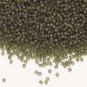 Seed bead, Miyuki Delica&reg;, glass, pkg/50g, #11 round, opaque matte glazed luster forrest green.