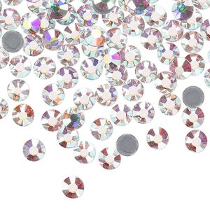 Flat back, Dance With Me&trade; crystal hotfix rhinestone, crystal AB, foil back, 4.6-4.8mm rose, SS20. Sold per pkg of 144 (1 gross).