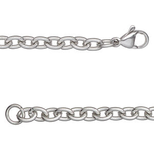 Chain, stainless steel, 4.5mm cable, 18 inches with lobster claw clasp. Sold individually.