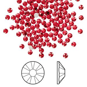 Flat back 144pk light Siam foil back, Crystal Passions&reg; 2.5-2.7mm rose round SS9 2058