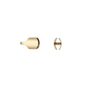 Cord end glue-in 1pkg6 gold-finished, 10x6mm / 5.5x3.5mm inside diameter, brass