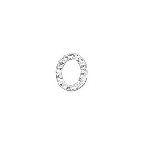 Component, silver-plated steel, 12x10mm double-sided hammered open oval. Sold per pkg of 12.