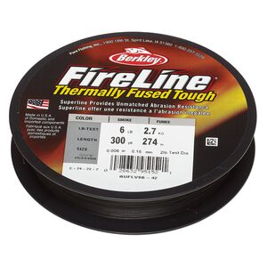 Thread, Berkley&reg; FireLine&reg;, high-modulus polyethylene, 8-fiber braid, smoke, 0.15mm diameter, 6-pound test. Sold per 300-yard spool.