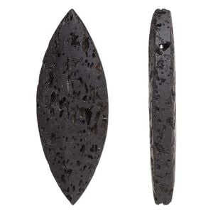 Lava rock 1pkg2, top-drilled marquise focal 50x18.5mm