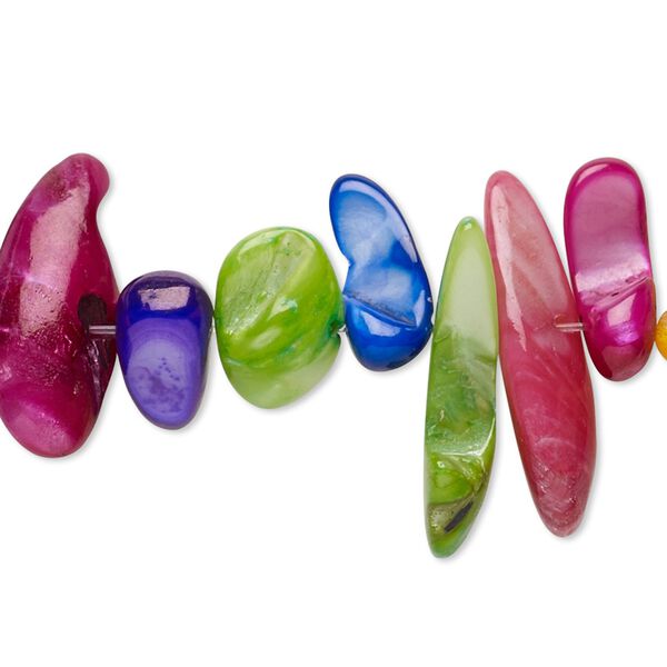 Mother-of-pearl shell 1pkg1, stick bead 15 inch multicolored 15x5mm-30x11mm image number 0