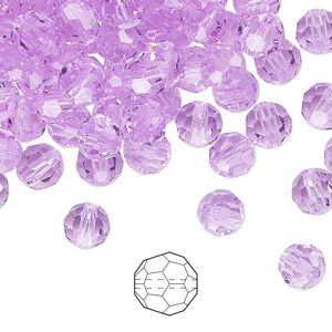 Bead 24pk violet, Preciosa Czech crystal 6mm round