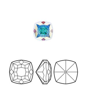 Fancy stone 2pk crystal AB foil back, Crystal Passions&reg; 10mm magical square 4460